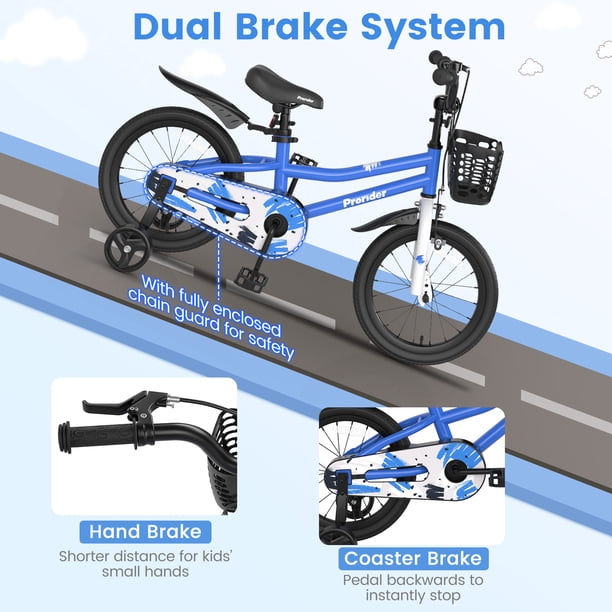 HONEY JOY Vélo pour enfants de 40,6 cm avec roues d'entraînement et frein à