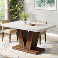 thumbnail image 1 of Fnova 47.24" Rectangular Farmhouse Dining Table, Wood Coffee Table for 4 People, Modern Kitchen Table for Dining Room, White Brown (Chairs Not Included), 1 of 11