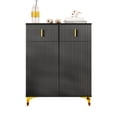 thumbnail image 4 of Homy Casa Black Storage Cabinet with 2 Drawers, Soft-Close Doors and Adjustable Shelves, Gold Accents, 4 of 11