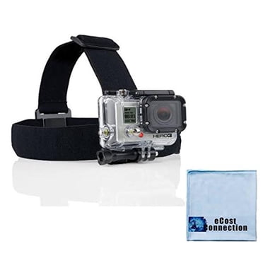 Head Strap Mount for GoPro HERO1, HERO2, HERO3, HERO3+, HERO4, HERO4 Session, HERO5 Cameras + an eCostConnection Microfiber Cloth