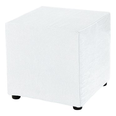 Housse d'Ottoman Carrée 18x18x18 Pouces Housses d'Ottoman en Polyester, Crème