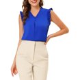 thumbnail image 1 of INSPIRE CHIC Blouse de Travail Sans Manches à Volants pour Femme, Col en V, Hauts, TP Bleu Royal, 1 of 7
