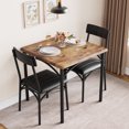 thumbnail image 4 of 3 Piece Dining Table Set,Small Kitchen Table Chairs for 2,Metal and Wood Square Breakfast Table Set with 2 Upholstered Chairs,for Small Space,Dining Room,Apartment, 4 of 7