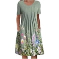 thumbnail image 2 of CEHVOM Robes de Plage Grande Taille pour Femmes, Robes pour Femmes à Bretelles Spaghetti, Robe de Plage à Manches Courtes, Robe d'Été Classique Chic pour Dames en Coton Ultra Douce à Motif Floral Graphique pour Femmes, 2 of 5