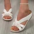 thumbnail image 2 of Mepaouo Womens Sandals Dressy Summer Low Wedge Flip Flops Comfortable Walking Beach Slip on Slides, 2 of 6