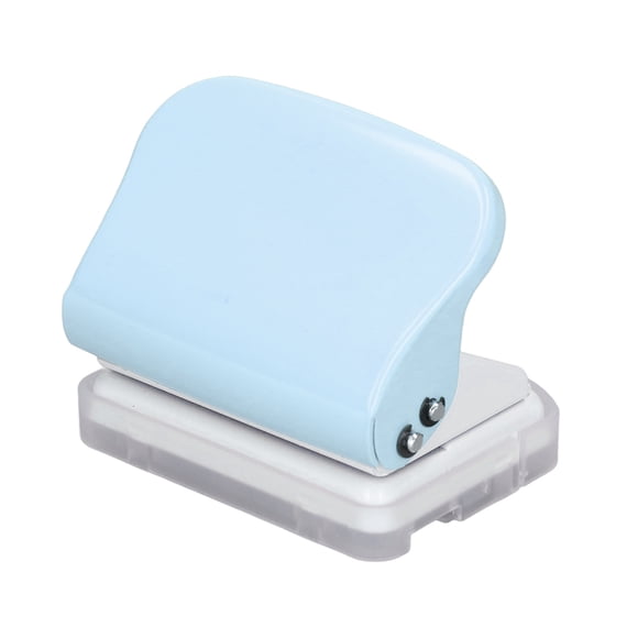 Hole Punch, Small Exquisite Metal Paint Body Handheld Hole Puncher Ruler Design For Office For School For Document Light Blue