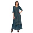 thumbnail image 1 of Moomaya Ensemble Kurta à Col en V Imprimé et Pantalon Palazzo Tenue Ethnique Robe pour Femmes, 1 of 1