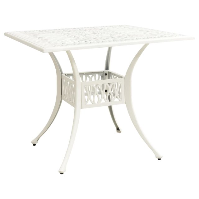 vidaXL Table de Jardin Blanche 90x90x73 cm en Aluminium Moulé