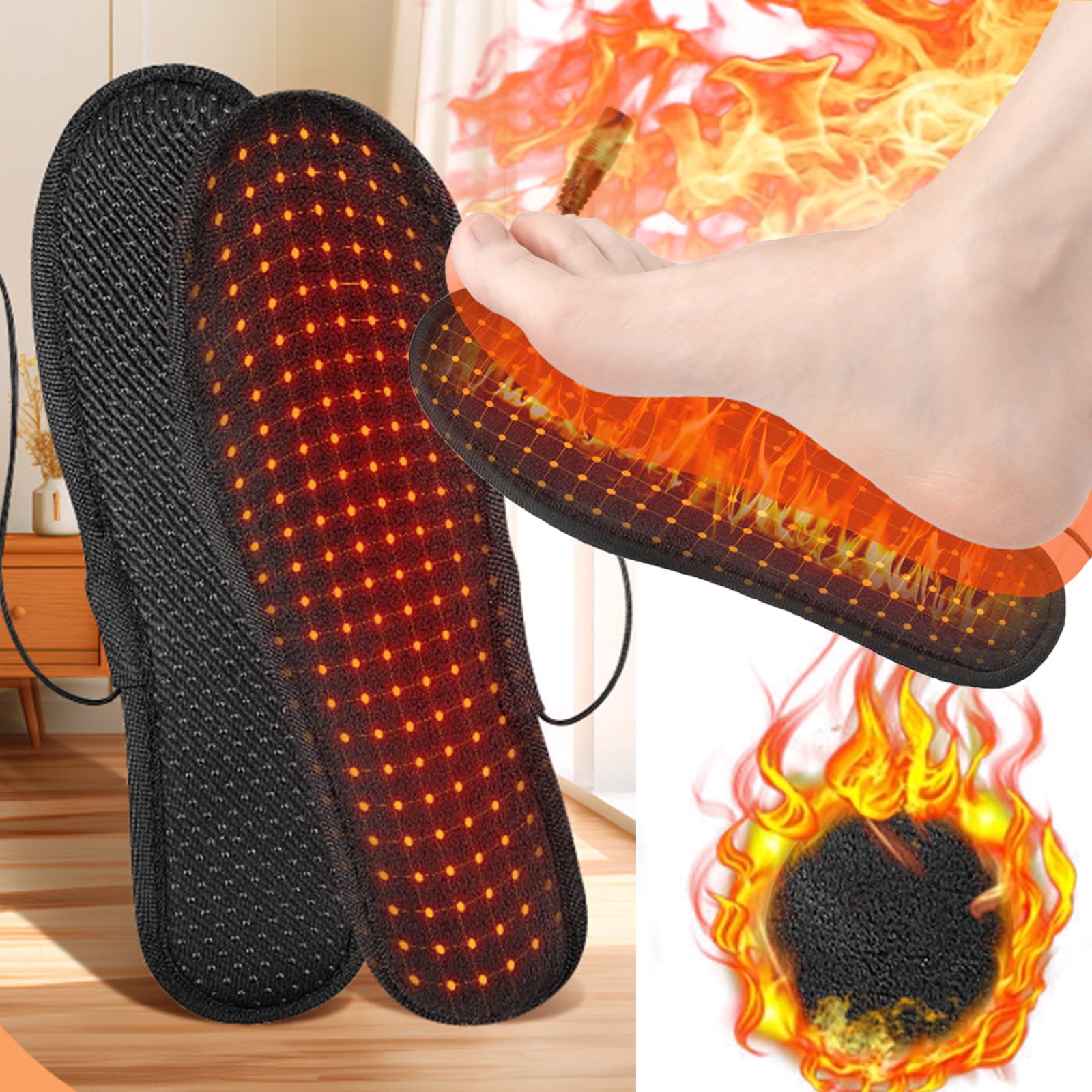 Dvkptbk Rechargeable Heated Insoles, USB Heated Control Foot Warmers for Men & Women, Winter Hunting Ski Fishing Hiking Electric Heating Feet Warmers Insole