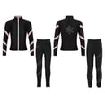 thumbnail image 3 of Yeahdor Kids Girls 2 Piece Figure Skating Training Suit Long Sleeve Zipper Jacket And Rhinestone Leggings Set Pink 8, 3 of 7