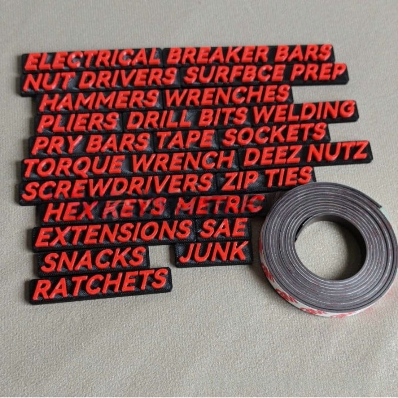 ZZkhGO Tool Box Organizer, Magnetic Labels for Tool Organization, Workshop Storage Solution with Tags