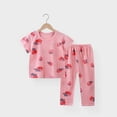 thumbnail image 2 of WERYOUNG Tenues d'Été pour Filles et Garçons Ensemble Haut à Manches Courtes Imprimé Dessin Animé Col Rond et Pantalon Taille Élastique Tenue Polyvalente d'Intérieur pour Garçons, Rose Vif, 4-5 Ans, 2 of 3
