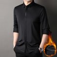 thumbnail image 2 of LNWUY Chemises à Manches Longues pour Hommes Séchage Rapide Chemise de Performance Printemps Automne Couleur Unie Rembourrée Chaude Confortable Chemises à Col Rabattable Noir m, 2 of 4