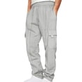 thumbnail image 1 of Amzcrzy Cargo Pants for Men Men Solid-Color Loose Drawstring Elastic Waist Multi-Pocket Workwear Sports Pants Sweatpants for Men Men's Pants Men's Sweatpants Track Pants Men Men's Cargo Pants, 1 of 6