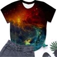 thumbnail image 4 of LUOGENLI T-shirts pour Femmes Col Rond Étoile Mode Décontractée Imprimé Manches Courtes T-shirts Graphiques TTG Vêtements d'Été T-shirts Graphiques TTG Rouge de Pâques L, 4 of 5