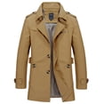 thumbnail image 2 of CEHVOM Men Casual Solid Turndown Single-breasted Windbreaker Side Slit Pocket Multi-button Coat Sales, 2 of 2