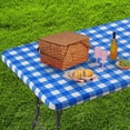 thumbnail image 2 of Cloth Elastic Fitted Tablecloths For 6 Foot Rectangle Tables Stretch Washable Patio Table Cover For Outdoor Camping Banquet And Parties (30 Elastic Rectangle Tablecloth Reusable Table Chalk Tablecloth, 2 of 7