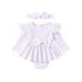 thumbnail image 1 of FOCUSNORM Tenue de Printemps pour Bébé Fille Nouveau-Né Robe à Manches Longues Col Rond avec Nœud et Bandeau Vêtements d'Automne pour Nourrisson, 1 of 9
