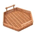 thumbnail image 2 of ZZkhGO Woven Storage Basket with Handle, Imitation Rattan Bread Fruit Tray, Kitchen Living Room Picnic Organizer for Home, 2 of 6