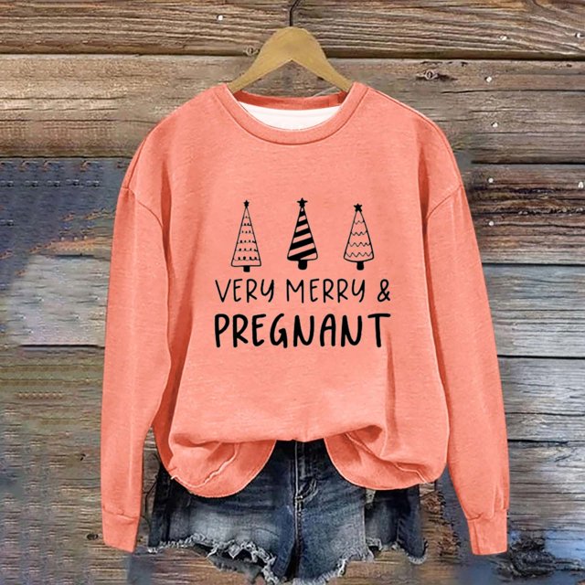 EGNMCR Chandail en Molleton de Noël pour Femmes Col Rond Imprimé Ample Chandail à Manches Longues Sans Capuche