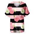 thumbnail image 4 of Débardeurs Grande Taille pour Femmes Col Rond Imprimé T-Shirts Manches Courtes Blouse Ample Col en V T-Shirt Femmes en Solde, 4 of 5