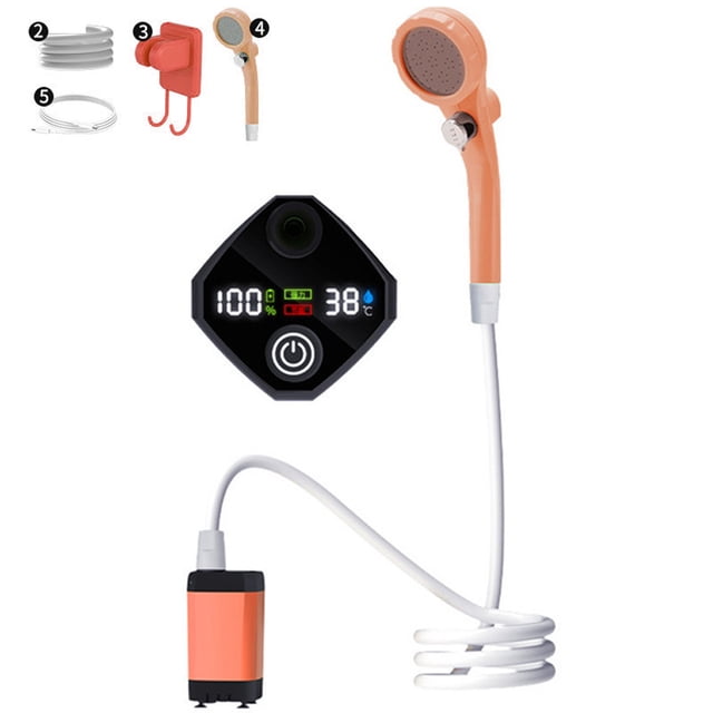 Graflsoa Portable Outdoor Shower Kit with Rechargeable Electric Showerhead, 6000mAh Battery, ABS Material, Orange/Green/Blue Options, 8L/Min Flow Rate