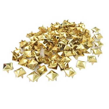 simhoa 100 Pcs 7mm Carrés Pyramides Punk Clous d'Oreilles Pois Rivets Artisanat en Cuir 4 Couleurs - Or