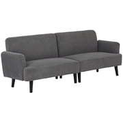 HOMCOM Modern Couch with Rubberwood Legs, 3 Seater Corduroy Sofa, Grey