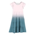 thumbnail image 4 of GDREDA Robes Fille 7 Robe d'Été pour Filles Couleur Dégradée Col Rond Manches Volantées Robe Trapèze à Étages Respirante Confortable Robe Ludique pour Enfants Tout-Petits Fête d'Anniversaire et Usage Quotidien Beige,14-15 Ans, 4 of 5