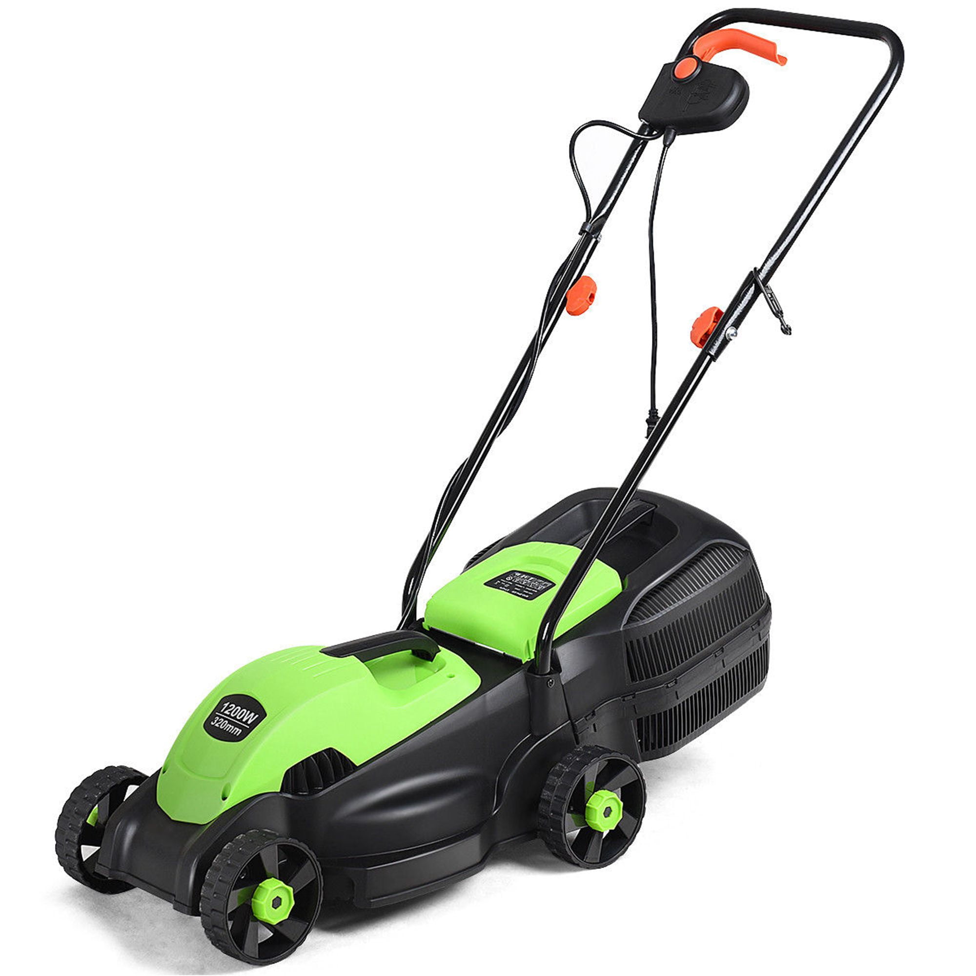 Tondeuse Électrique à Pousser Costway 12 Amp 13 po avec Sac à Herbe Verte