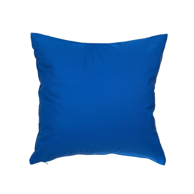 Gouchee Home Soleil Square Indoor/Outdoor Cushion in solid blue, 18 by 18 inches, made with water-resistant Olefin fabric and polyester filling, fade resistant for outdoor use, shown front-facing on white background, suitable for patio and indoor decor.