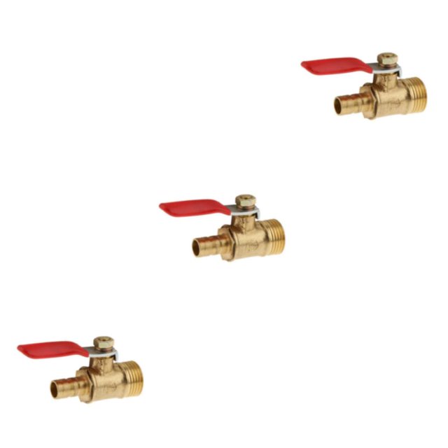 mmirethe Various Type Ball Valve Threaded Brass Ball Valve 3 interface 16mm 8mm Red 3Set