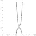 thumbnail image 2 of 925 Sterling Silver 18 Inch Diamond Wishbone Slide Pendant Necklace 2 Extender Charm Good Luck Italian Horn, 2 of 6