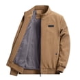 thumbnail image 1 of LOVZFMLL Jackets for Men's Solid Color Corduroy Long Sleeved Pocket Stand Up Collar Jacket Coat, 1 of 2