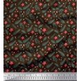 thumbnail image 1 of Soimoi Brown Georgette Viscose Fabric Floral & Leaves Print Fabric by Yard 42 Inch Wide, 1 of 3