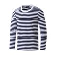 thumbnail image 1 of INSPIRE CHIC T-shirt à Manches Longues à Col Ras du Cou Rayé pour Homme en Coton, Haut à Enfiler Bleu Marine 50, 1 of 7