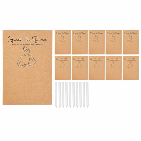 ZZHZGZon Vente la Robe Douche Nuptiale Jeux pour Invités Jeu de Douche de Mariage Cartes avec 10 Crayons Cœur et Corde pour Exposition et Fête de Fiançailles