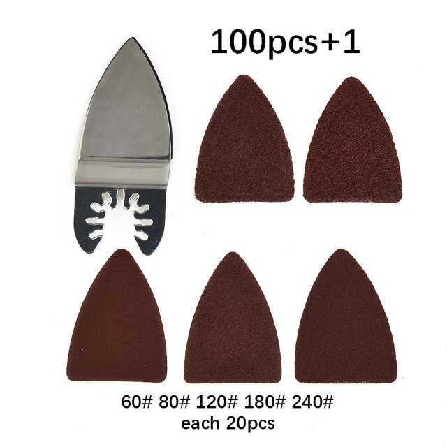 100 Pcs Feuilles de Ponçage + Tampon de Ponçage pour Accessoires d'Outils Oscillants Multimaster