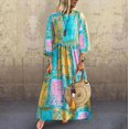 thumbnail image 2 of Robe Maxi Longue Boho en Coton et Lin pour Femmes Grande Taille, Robe Maxi de Plage à Manches Longues, Tunique Kaftan Boho Décontractée, Gitane Ethnique, 2 of 5