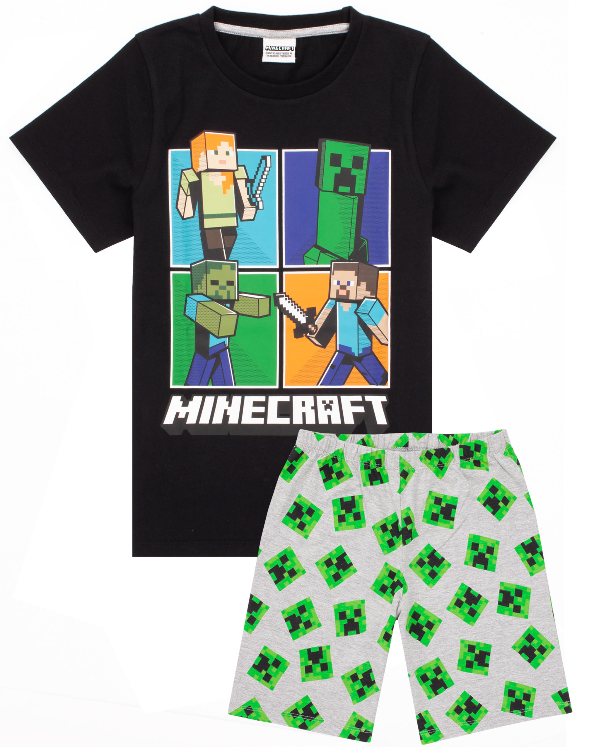 Minecraft Boys Black Short Sleeve Short Leg Pyjama Set