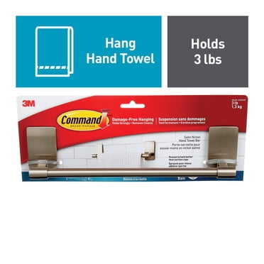 Command™ Bath Hand Towel Bar BATH41-SN-EF, Satin Nickel, 3 lbs (1.4 kg)