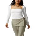 thumbnail image 1 of Women‘s Bodycon Square Neck Long Sleeve Shirts Slim Fit Tops Basic Blouse Tee Tops, 1 of 6