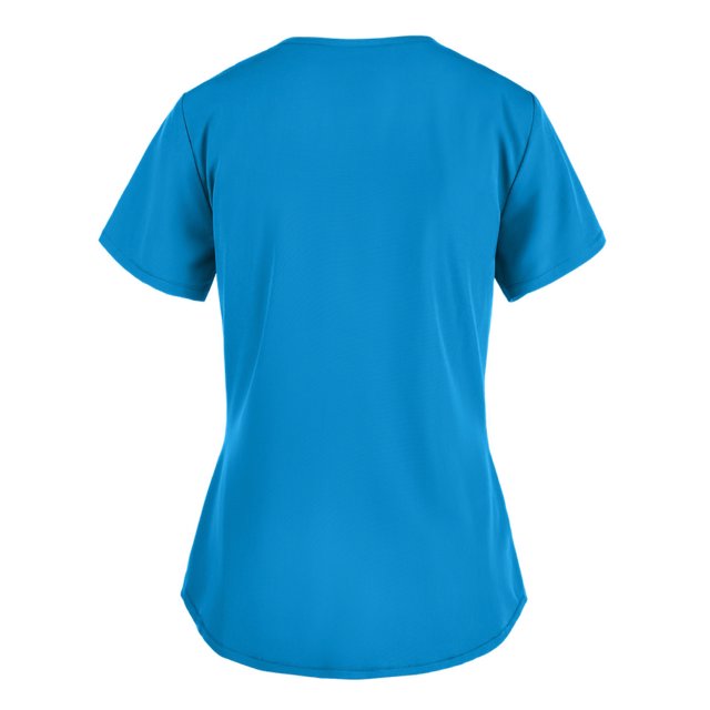 Heliisoer Women Short Tops Working Sleeve V-neck Uniform Solid Color Pocket Blouse