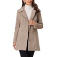 thumbnail image 1 of INSPIRE CHIC Manteau Caban Long d'Hiver à Double Boutonnage pour Femme à Col Peter Pan L Beige Foncé, 1 of 6