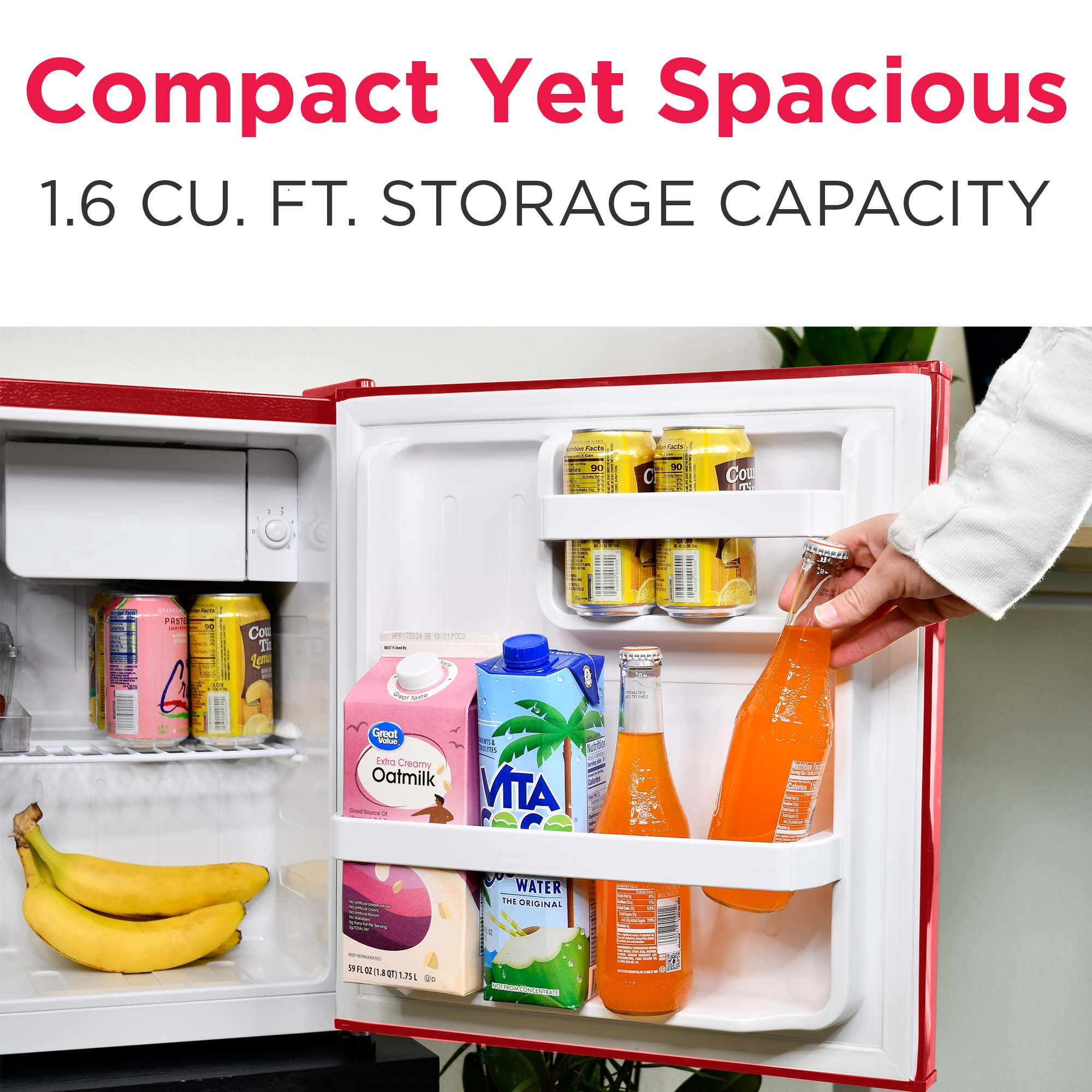 Mini-réfrigérateur rétro Frigidaire 1,6 pi³ avec ouvre-bouteille latéral, réfrigérateur compact avec compartiment congélateur, rouge