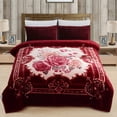 thumbnail image 1 of JML Soft Plush Fleece Blanket for Bed King 83"x91" 5.7lb,2 Ply Raschel Blanket Burgundy Flower, 1 of 7