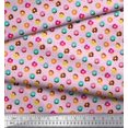 thumbnail image 2 of Soimoi Pink polyester Crepe Fabric Donuts Food Fabric Prints By Yard 52 Inch Wide, 2 of 5