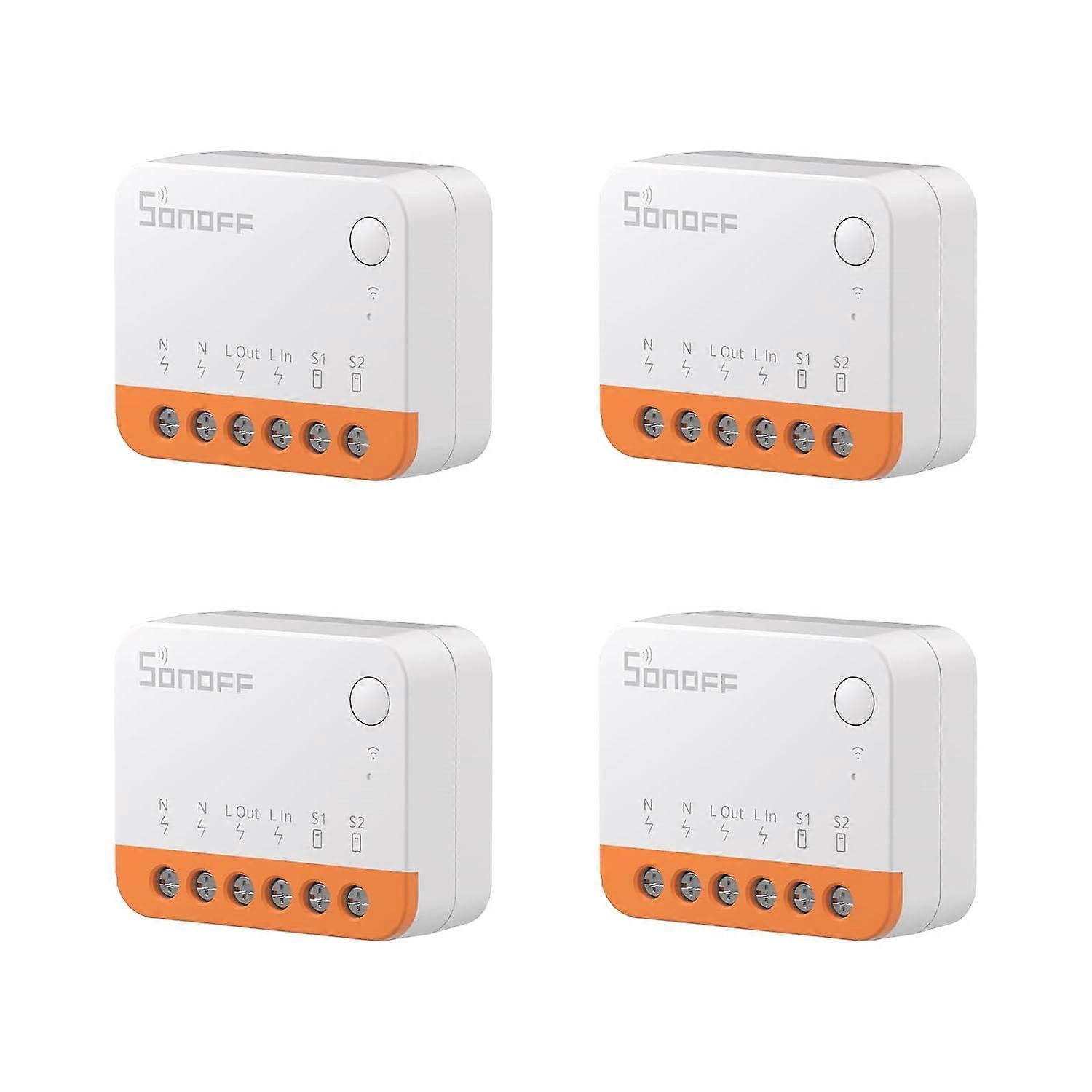 (4 Pcs) MINI R4 WiFi Smart Switch 2-Voies, DIY Smart Switch, Mode Relais Détachable, Contrôle via Application WiFi 2.4G, Compatible avec Alexa Google Home Assistant, eWeLink Remo