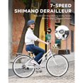 thumbnail image 2 of Viribus Hybrid Bike, 700c City Commute Cruiser Bike with 7 Speed Drivetrain 28" Wheel Step Through Frame Front Basket Rear Cargo Rack Dual V Brakes,White, 2 of 6