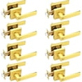 thumbnail image 1 of Polished Chrome Door Handles Interior Square Privacy Door Levers Door Handles Interior Door Lock for Bedroom and Bathroom Reversible for Right/Left Side Doors, 1 of 7